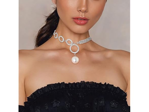 ELABEST Sparkly Rhinestone Necklace Pear