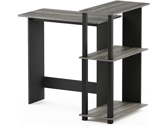 Furinno Abbott Corner Computer Desk with Bookshelf