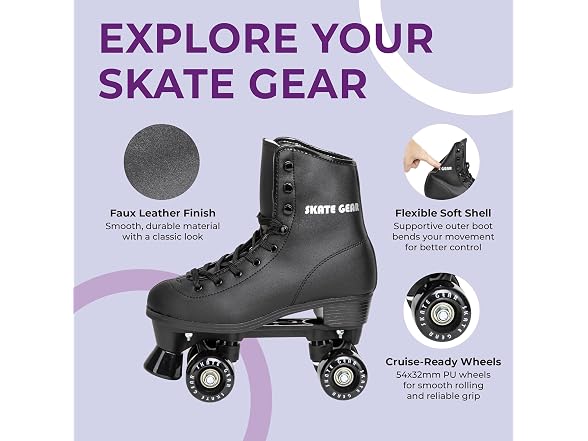 Skate Gear Soft Classic Faux Leather Roller Skates