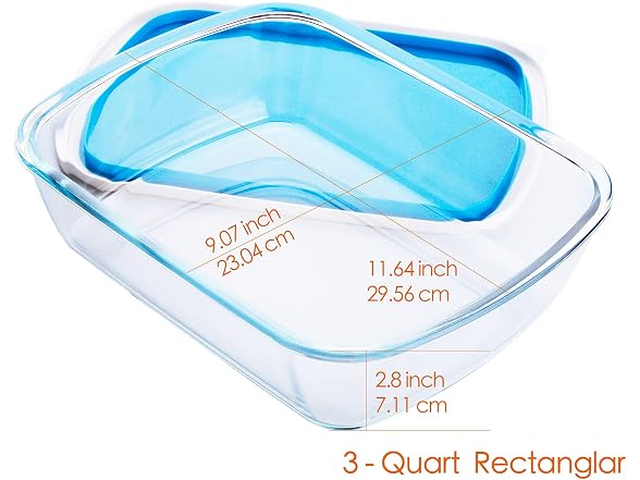 Glass Container with Plastic lid (3-Quart Rectangular)