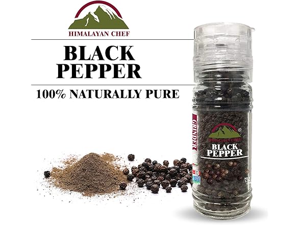 Himalayan Chef Black Pepper Glass Grinder-1.76Oz