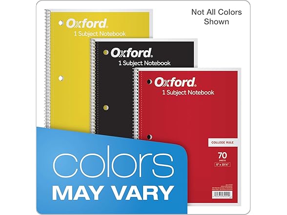 Oxford 1-Subject Notebook, 8x10-1/2