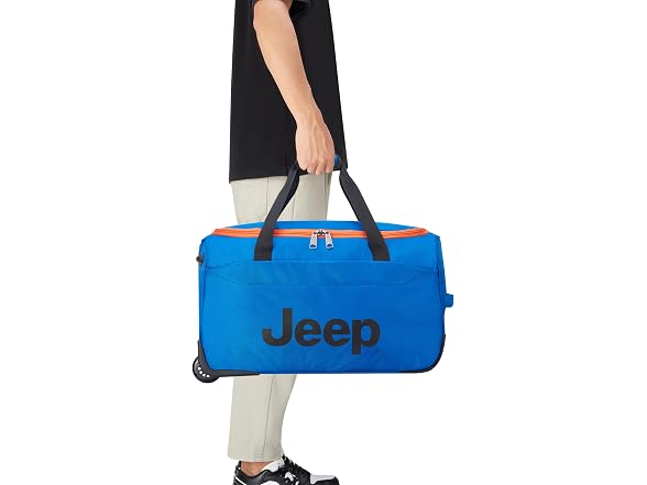 Jeep JS009D Two Wheel Rolling Travel Duffle Bag, Blue, 20"