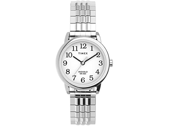 Timex Women's Easy Reader 25mm Perfect Fit Watch – Silver-Tone Case White Dial with Silver-Tone Expansion Band (Open Box)