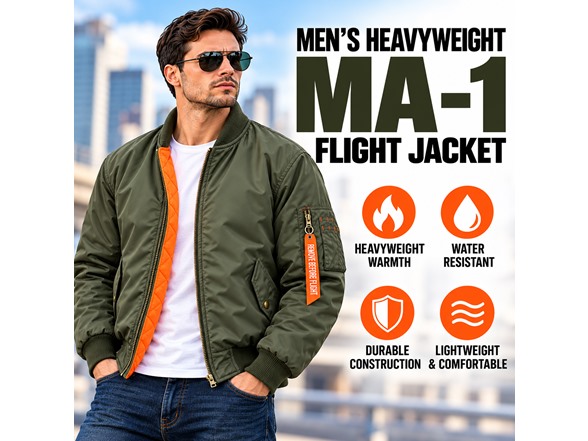 Mens Heavyweight Bomber Flight Jacket