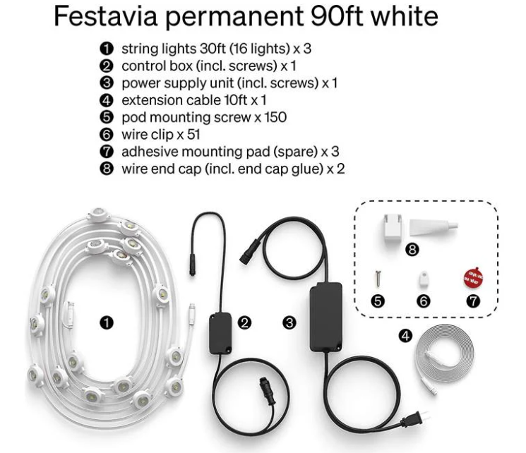Philips Hue Festavia Permanent Outdoor Lights, 90ft - Gallery 14