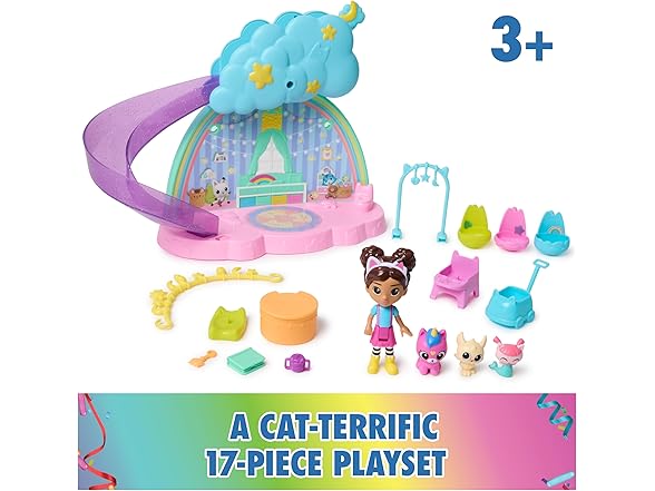 Gabby's Dollhouse Kitty Care Ear Purrfect Playroom – 17-Piece