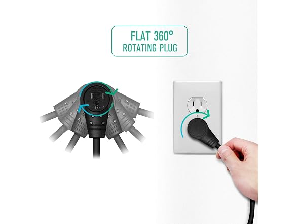 Nekteck 6Pk Flat Plug Extension Cord