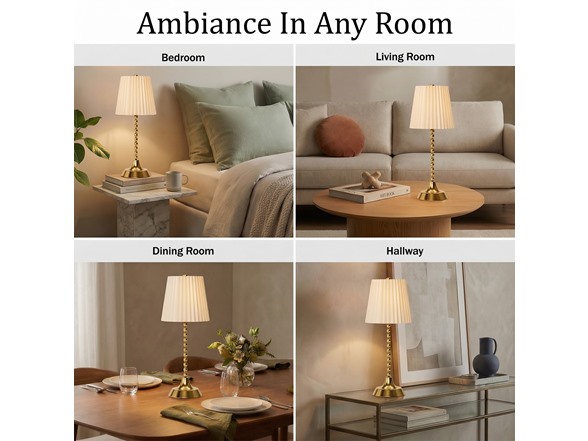 Beaded Stem Pleated Shade Lamp