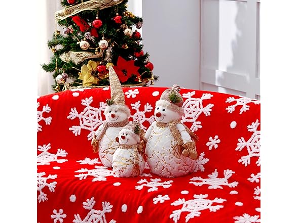 RILIHO Red Sherpa Snowflakes Blanket