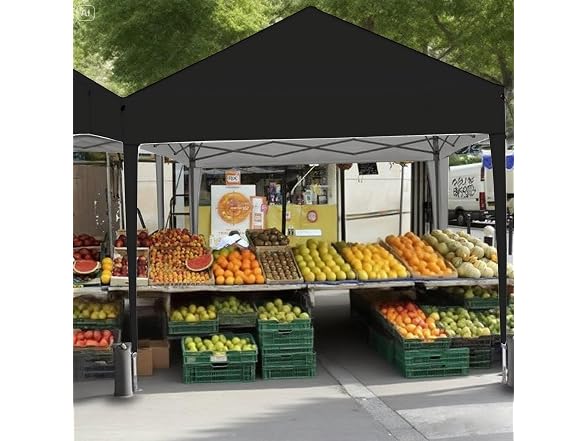 SANUMY 10x10 Pop Up Canopy – Easy Setup, Black