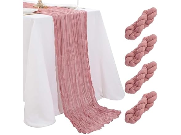 Cheesecloth Table Runner 4 Packs 36x120 Inches Dusty Rose