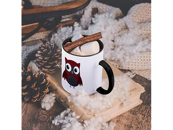3dRose Ruby Red Houndstooth Owl Mug