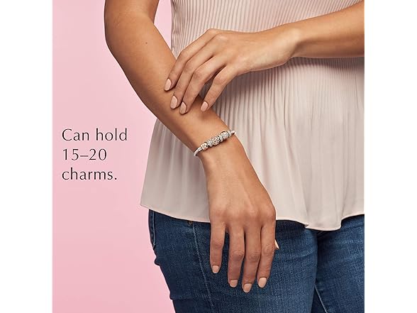 PANDORA Jewelry Moments Snake Chain Charm Rose Bracelet, 7.9" (Open Box)