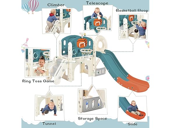 7 in 1 Kids Slide with Slide Arch Tunnel