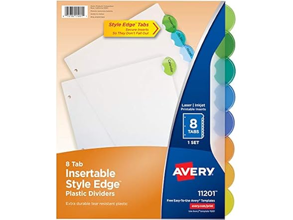 Avery Insertable Style Edge Plastic Dividers
