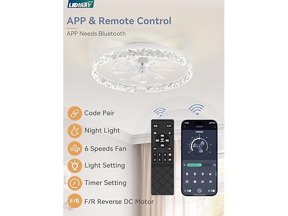 LEDIARY 20In Low Profile Ceiling Fan