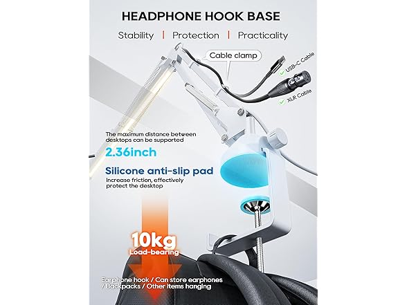 Boom Arm Adjustable Mic Stand for Podcasting