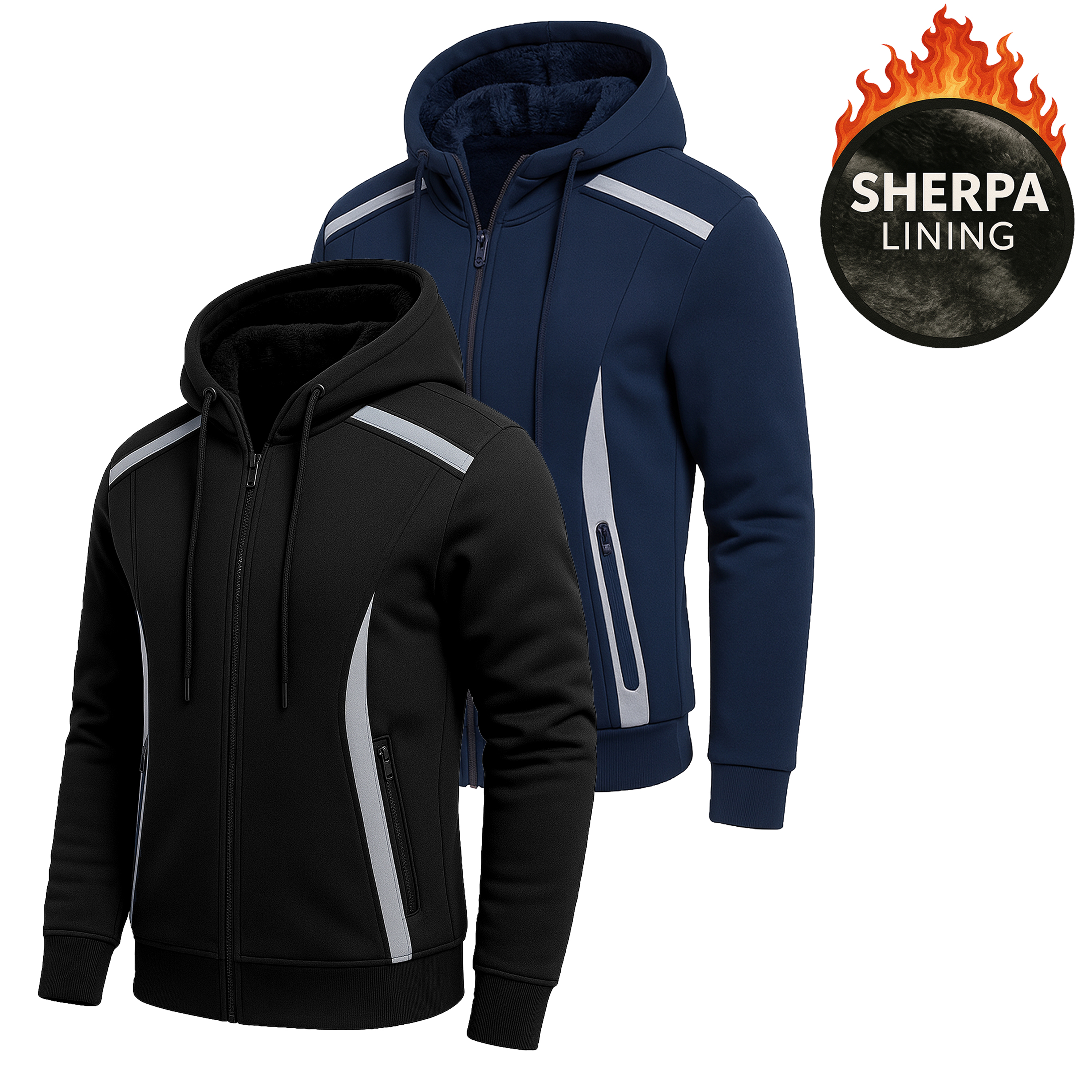 Men's Sherpa Reflective Tech Zip Hoodies - Gallery 29