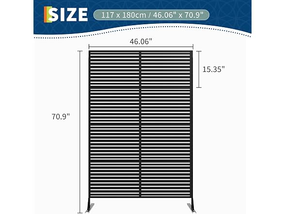 Outlane Metal Privacy Screen 72" X 47"