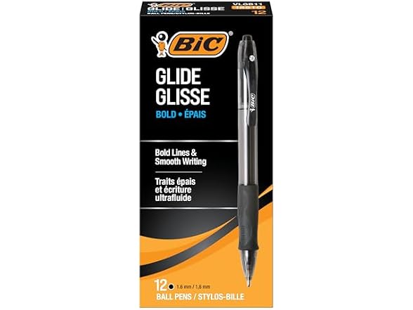 BIC Glide Bold Black Ballpoint Pens, Bold Poi