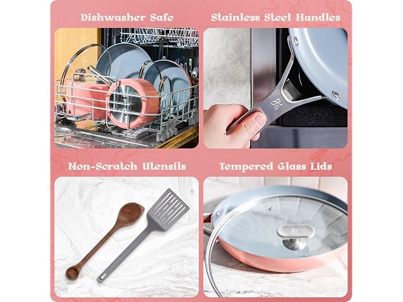 Greater Goods 12pc Ceramic Set, Coral Pink
