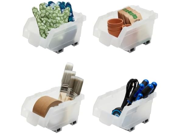 Clearly Stacking Bin, 4 Pack