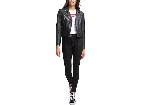 Levis Womens Faux Leather Motorcycle Jacket (XS)