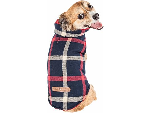 Pet Life ® Allegiance Plaid Dog Coat