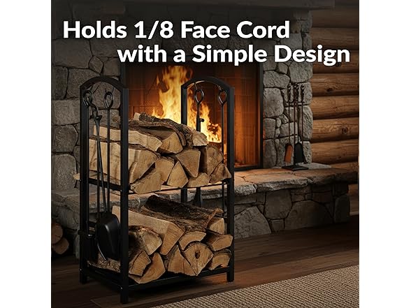 Sunnydaze 4-Piece Fireplace Log Rack & Tool Set