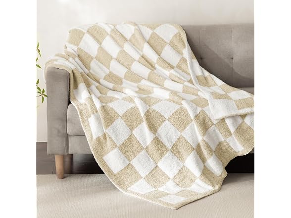 Whale Flotilla Checkered Knit Blanket