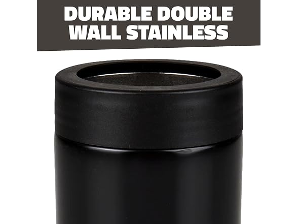 Double Wall Stainless Steel Can Cooler – 5 Inch, Black