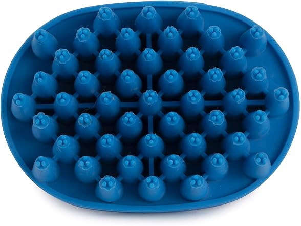 Dexas BrushBuster Silicone Gentle Dog Grooming Brush, Blue