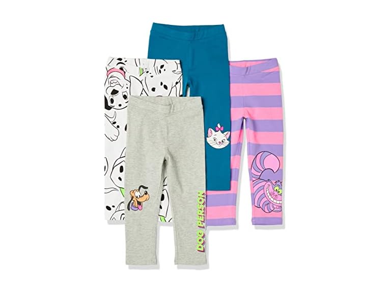 Amazon Essentials Disney | Marvel | Star Wars | Frozen | Princess Girls' Leggings, Pack of 4, Disney Cats and Dogs, 3T