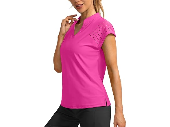 Soothfeel Women (XXL) Golf Shirt Cap Sleeve V Tops