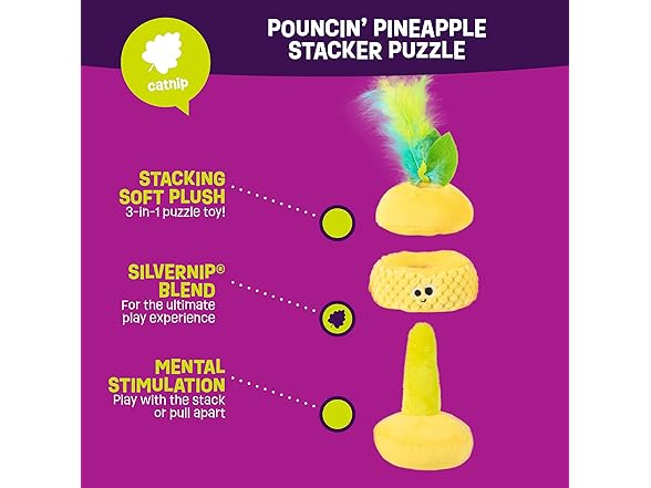 Mad Cat Pouncin' Pineapple Stacker Puzzle