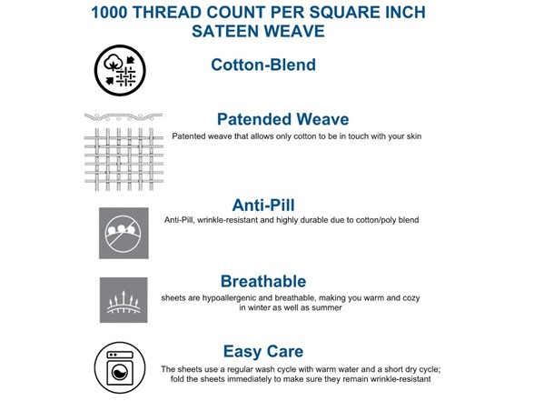 1000TC Egyptian-Quality Cotton Rich 6-Piece Sheet Set