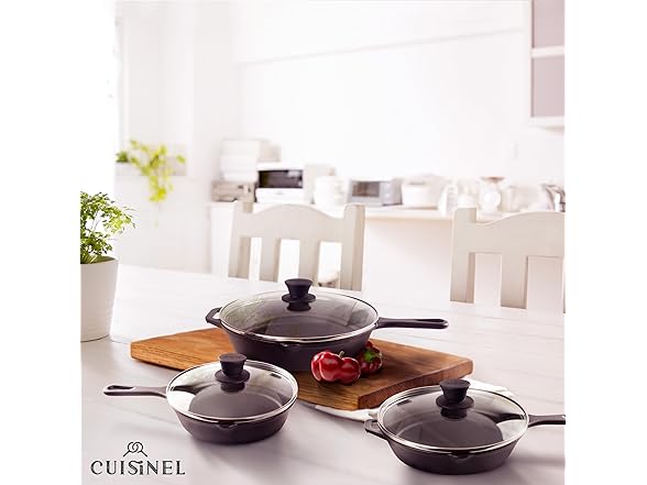 Cuisinel 8"+10"+12" Cast Iron Skillet Set
