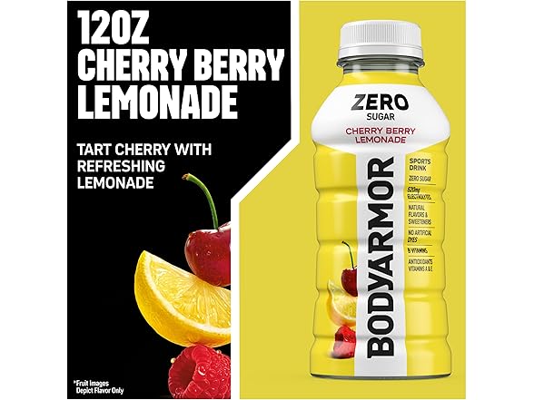8PK BODYARMOR ZERO Sugar Cherry Berry Lemonade