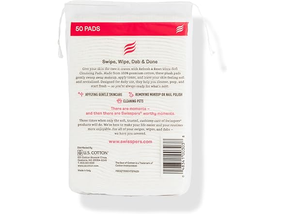 Swisspers Facial Cleansing Cotton Pads 3pk