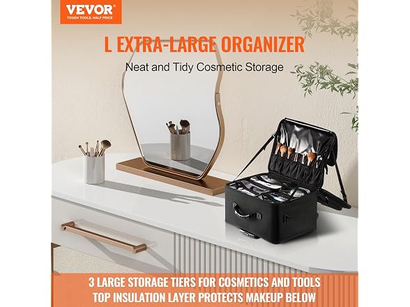 VEVOR Rolling Makeup Train Case Large