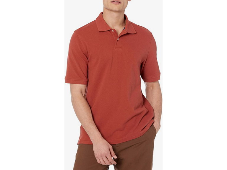 Amazon Essentials Men's Regular-Fit Cotton Pique Polo Shirt (Available in Big & Tall), Rust, Small
