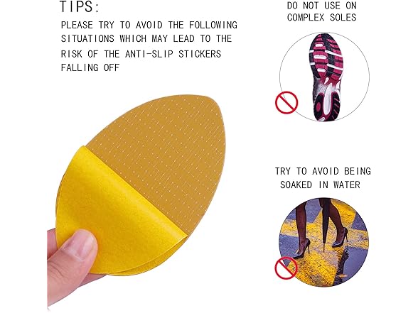 Makryn Herringbone Non-Slip Shoes Pads (Yellow,3 Pairs)
