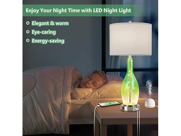 BesLowe Tall Glass Table Lamps Set of 2