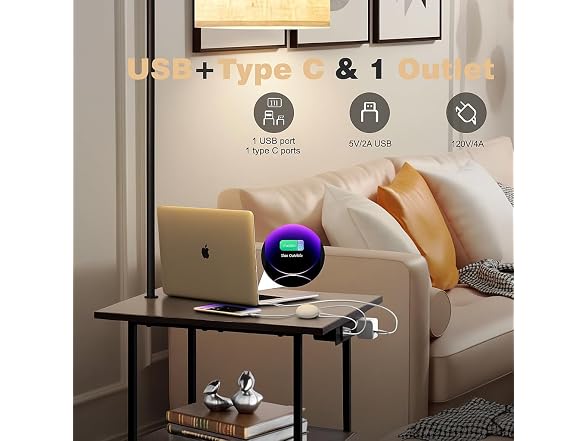 PESRAE Floor Lamp w/Charging Station