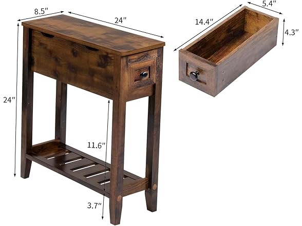 LUSUOWLZ Chairside Table with Charger