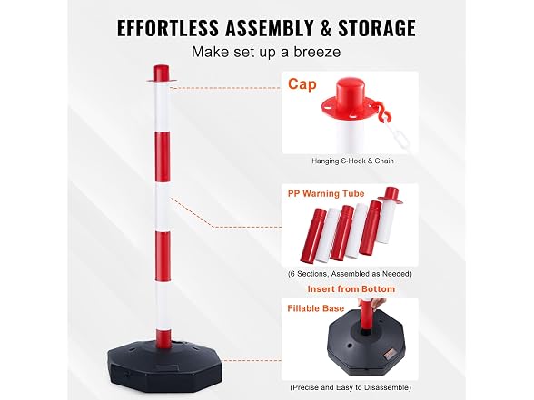 Adjustable Traffic Delineator Post Base6.6FT