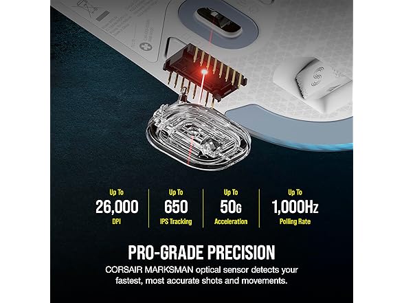 Corsair M75 Wireless RGB Gaming Mouse, White