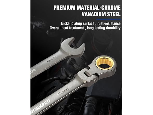 WORKPRO 17 mm Flex-Head Ratcheting Set Green