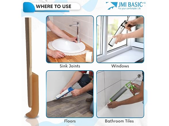 JMIBASIC CON-123 Grout Caulk Finishing Tool, 4 Sizes Wood